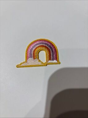 Embroidered Rainbow Patch - Yellow, Pink & White